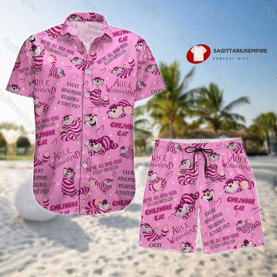 Disney Cheshire Cat Button Shirt And Shorts, Cheshire Cat Shirt