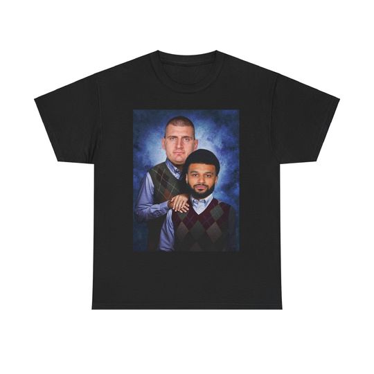 Nikola Jokic and Jamal Murray "Step Brothers" Portrait T-Shirt