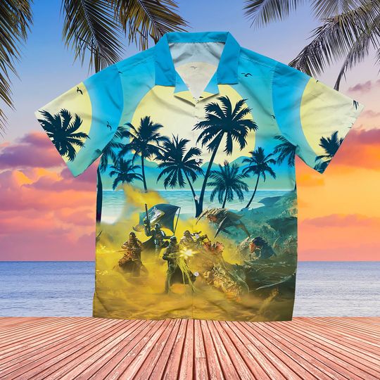 Helldivers Hawaiian Helldivers 2 Managed Democracy Tropical Video Game Hawaiian Shirt