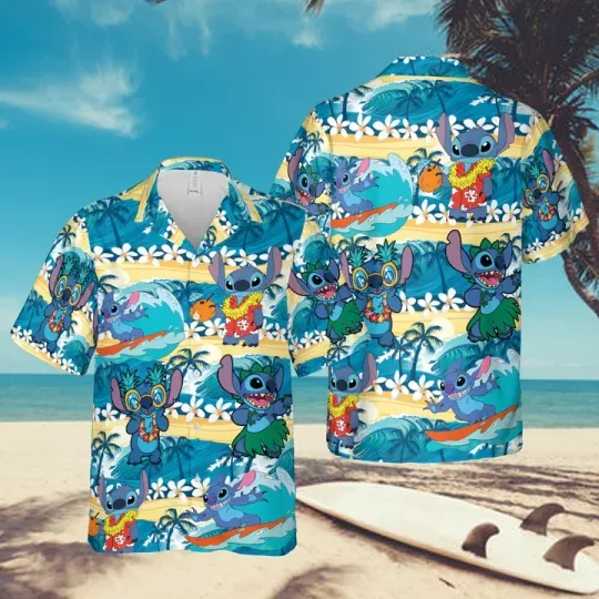 2024 Disney Stitch Hawaiian Shirts Vacation Shirts Men and Women