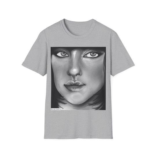 Billie Eilish in black and white Unisex Softstyle T-Shirt