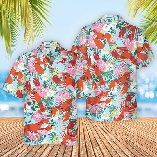 Lobster Hawaiian Shirt, Lobster Tropical Shirt, Lobster Lover Shirt, Lobster Shirt