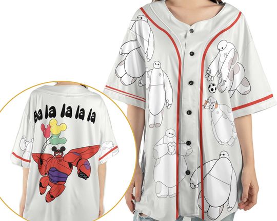Baymax Balalala Fist Bump Baseball Jersey Shirt,  Big Hero 6 Sport Outfits