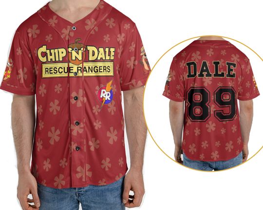 Dale Rescue Rangers 2 Sided Baseball Jersey Shirt,  Chip and Dale Baseball Sport Outfits