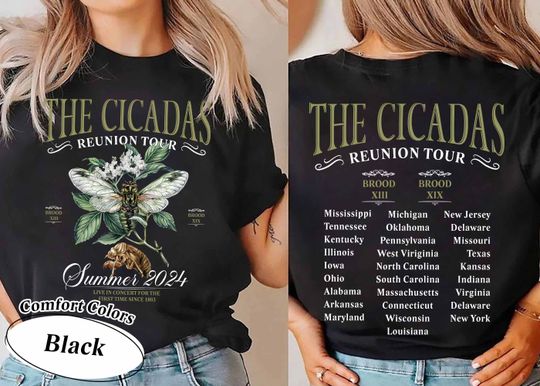 The Cicadas Reunion Tour Double Sided Comfort Colors Shirt, Summer Scream 2024 Double Sided T-Shirt