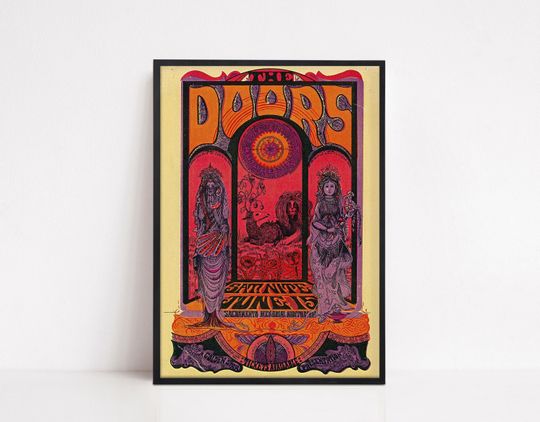 The Doors Poster - Sacramento Memorial Psychedelic 1968 Concert Poster