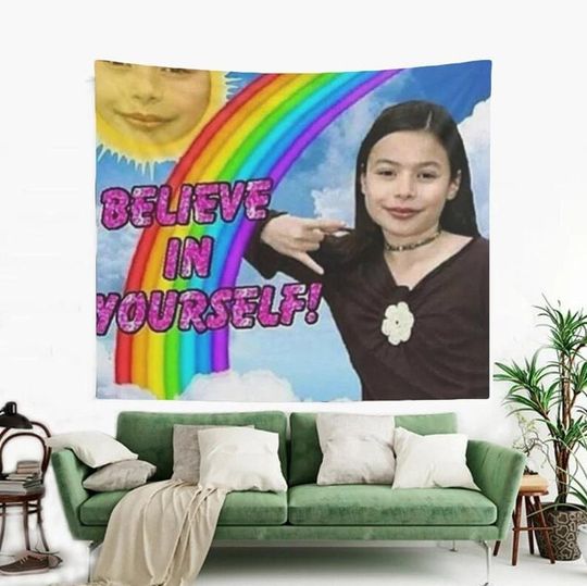 Believe In Yourself Tapestry Funny Meme Tapestry Icarly Miranda Cosgrove Wall Hanging Tapestries Home College Room Hostel Dorm Decor
