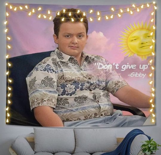 Funny Gibby Tapestry Hippie Tapestries Meme Wall Hanging Don't Give Up Art