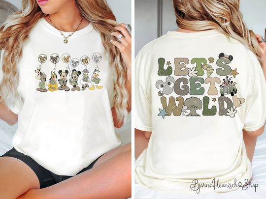 Vintage Animal Kingdom Two-Sided Shirt, Let's Get Wild Comfort Color Shirt, Mickey Safari Shirt