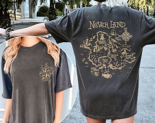 Disney Neverland Shirt, Neverland Map Shirt, Peter Pan Shirt, Tinker Bell Shirt, Darling Flight Neverland Shirt