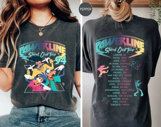Two-sided Powerline Stand Out Tour Shirt, Powerline Shirt, Goofy Movie Shirt, Max Goofy Roxanne Powerline Shirt
