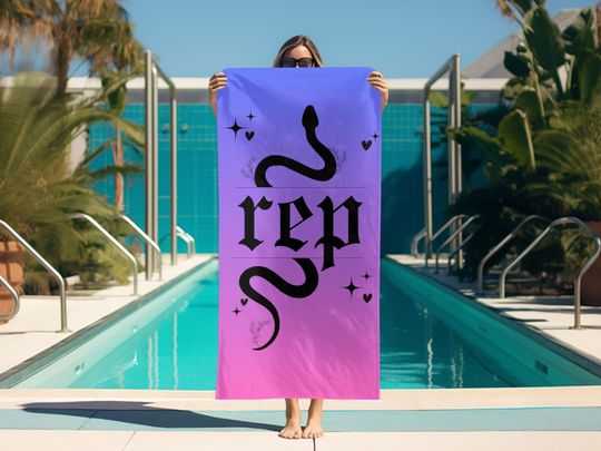 Reputation taylor version Beach Pool Towel, TS Merch, Retro Style Personalized Summer Gift, Taylor Version TTPD Vacation Towels Birthday Party Idea