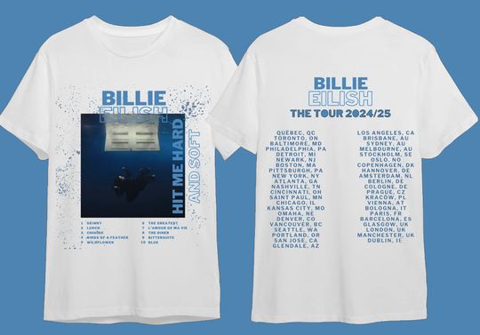 Billie Eilish Hit Me Hard and Soft World Tour 2024 Double Sided T-shirt