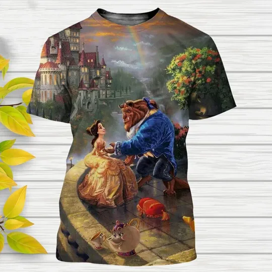 Disney Beauty And The Beast Cartoon 3D T-shirt