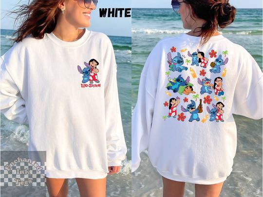 Lilo and Stitch Doodles Vintage Disney Double Sided Sweatshirt