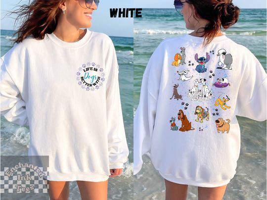 Disney Dogs Doodles Vintage Double Sided Sweatshirt