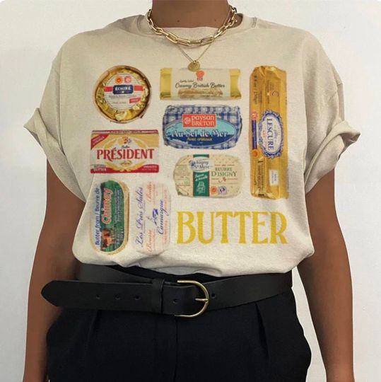 Women 90s Retro Butter Graphic T-Shirts Funny Butter