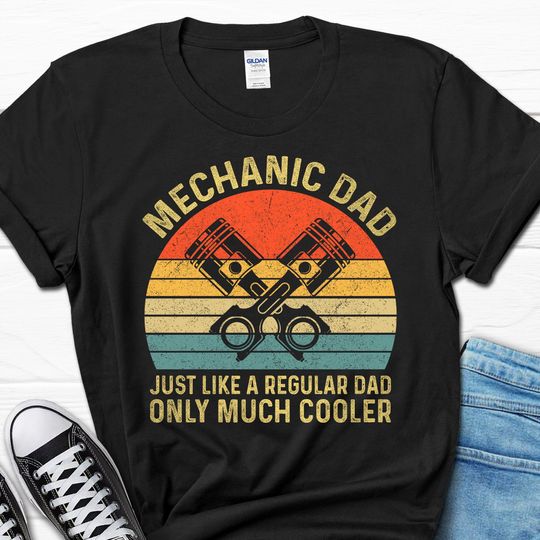 Dad Mechanic Men's Shirt, Engineer Papa Gift For Him, Grandpa Mechanic Funny T-Shirt, Husband Tee From Wife