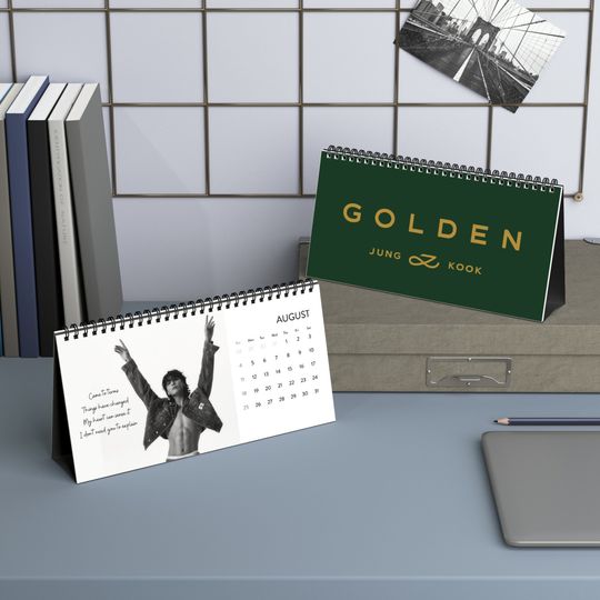 Jungkook Golden 2024 Desk Calendar, BTS merch, Jungkook Merch, Kpop Merch, Army merch, Gift for Army