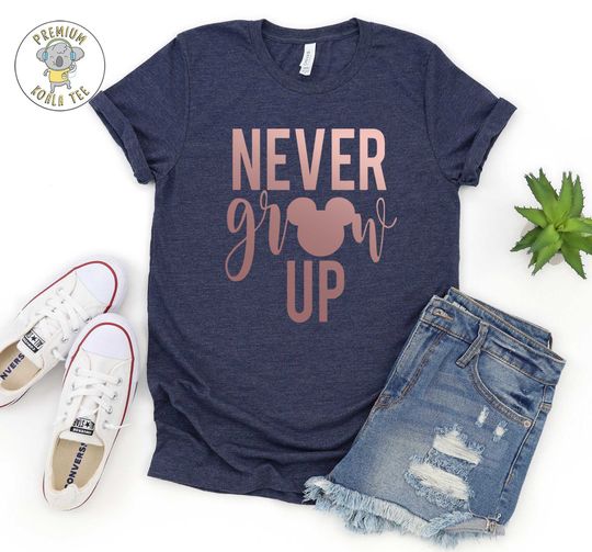 Never Grow Up Shirt, Mickey Ears Disney Shirts, Peter Pan Shirt, Disney Family Trip Shirts