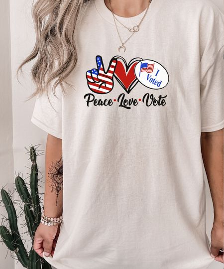 Peace Love Vote 2024 T-shirt, Political Election Tee, Voter Gift, USA Democracy Shirt, Vote 2024 T-shirt, Political Voter Apparel Gift, Vote