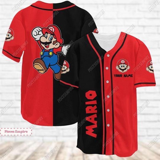 Super Mario Baseball Jersey Shirt, Personalized Super Daddio Baseball Jersey Shirt