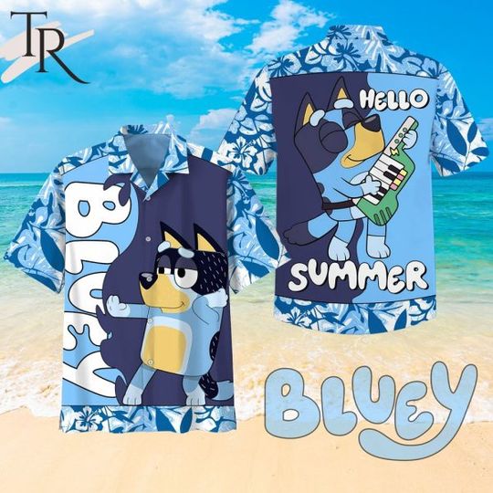 BlueyDad Hello Summer Button Up Hawaiian Shirt