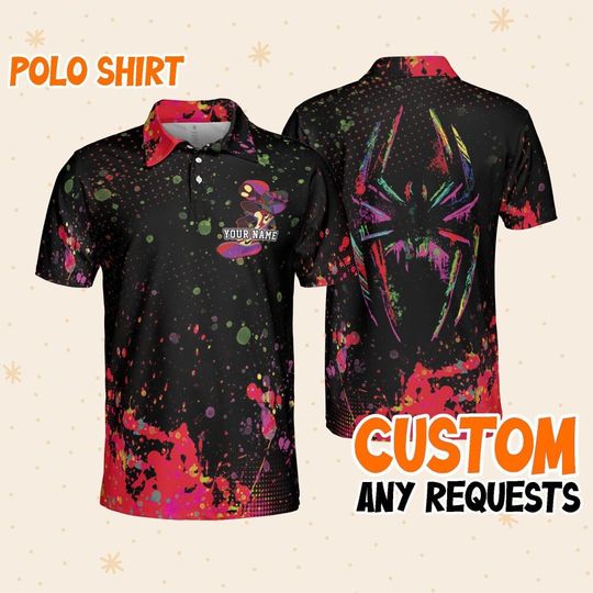 Custom Disney Spiderman Miles Morales Polo Colorful, Personalized Collection Polo Shirt Disney