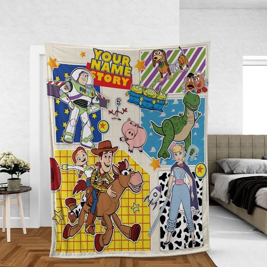 Personalized Disney Pixar Toy Story Blanket, Disney Pixar Toy Story Blanket Custom Name Baby Girl Boy Disney Blanket Toy Story Birthday Gift