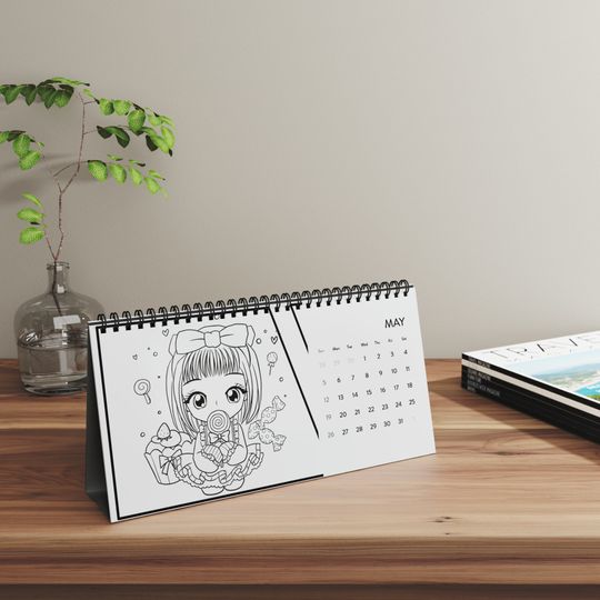 anime calendar, Desktop Calendar 2024, Manga Desk Calendar | 2024 Desk Calendar | chibi manga | 2024 Calendar