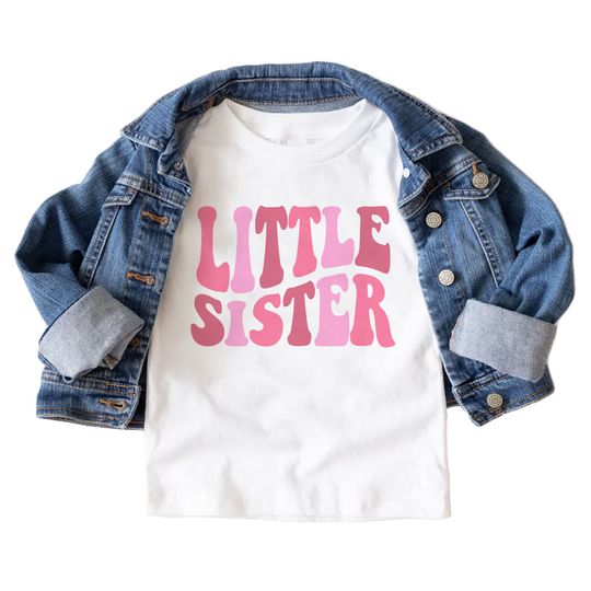 Groovy Little Sister Toddler Shirt - Retro New Lil Sis Pink Kid's Clothing
