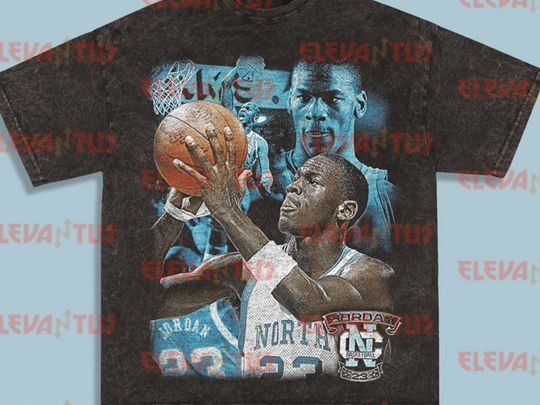 Limited Retro Vintage Style Bootleg Michael Jordan UNC Oversize Premium wash tee