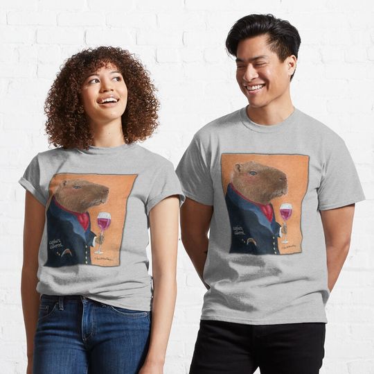 Funny Art Capybara Cabernet T-Shirt
