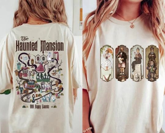 The Haunted Mansion Map Shirt, Disneyland Halloween Trip