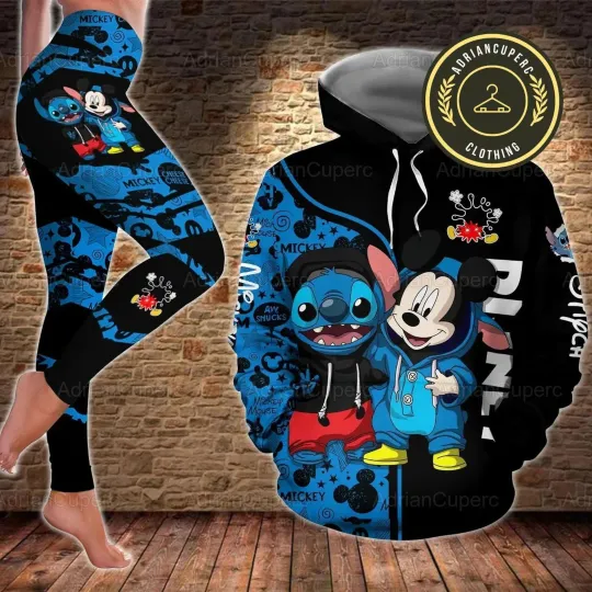 Disney Stitch Christmas 3D Hoodie And Leggings Set
