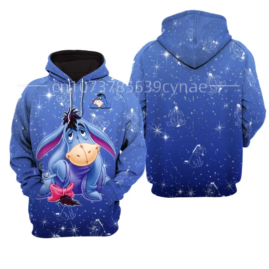 New Eeyore Donkey Raglan Disney Cartoon Graphic 3D Hoodie