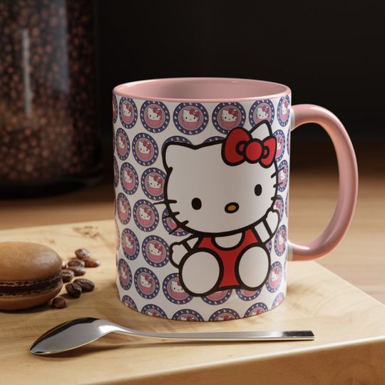 Hello Kitty Mug Gift For Her Cartoon Kitty Accent Coffee Mug