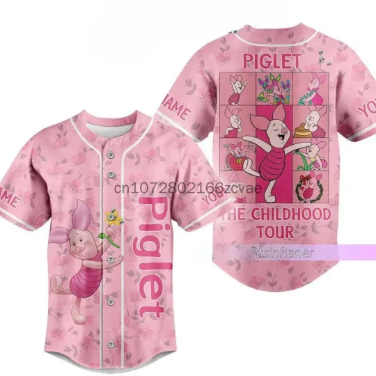 Custom Disney Winnie the Pooh Piglet Baseball Jersey