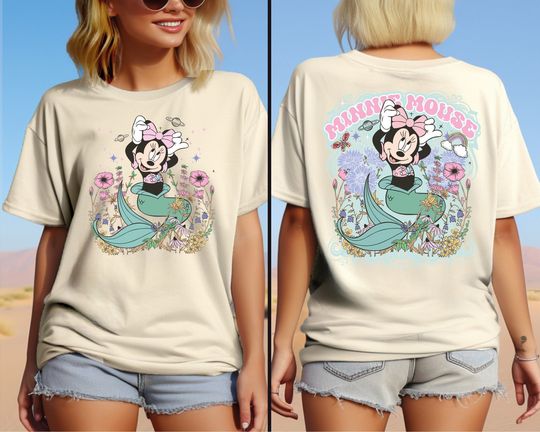 Minnie Mouse Mermaid Shirt, Disney Summer Floral Shirt, Summer Vacation Shirt