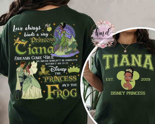 Two-Sided Tiana Princess Dream Come True T-shirt, Disney Princess and the Frog Matching
