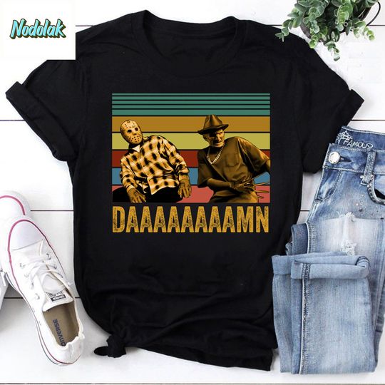 Jason Freddy Squad Damn Meme Halloween Vintage T-Shirt, Funny Halloween Sarcasm Saying Shirt, Jason Freddy Shirt
