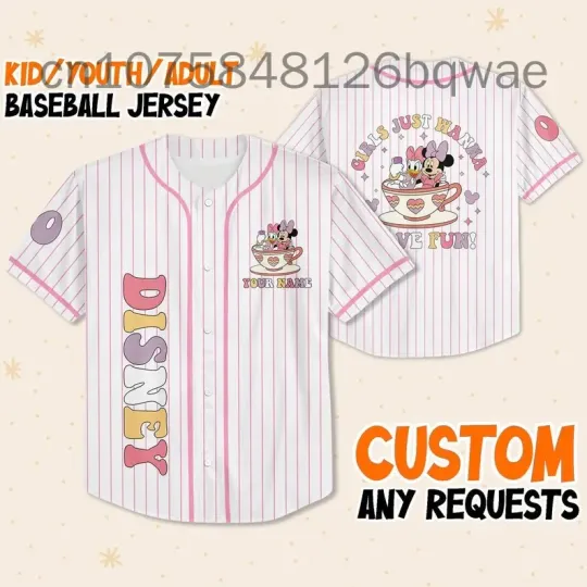 Personalized Disney Daisy Duck and Minnie Baseball Jersey