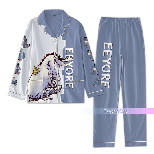 Eeyore Pajamas Set, Winnie The Pooh Disney Cute Cartoon Adult Pajamas Set