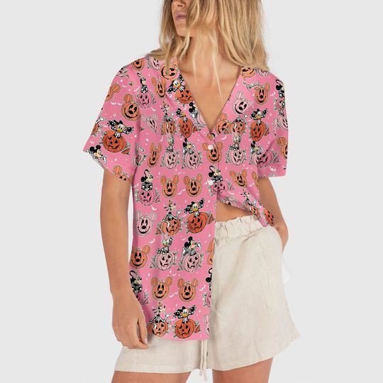 Mickey And Friends Aloha Shirt, Disney Mickey Pumpkin Halloween Hawaii Shirt
