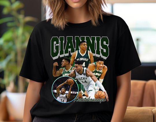 Giannis Antetoko Basketball Tshirt, Basketball Graphic Tees,  Basketball Bootleg Shirt