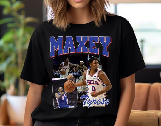 Tyrese Maxey Tshirt, Basketball Graphic Tees,  Basketball Bootleg Shirt