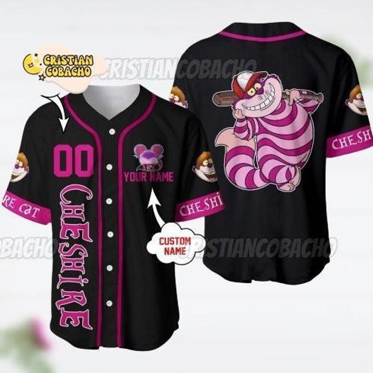Cheshire Cat Baseball Jersey, Disney Alice in Wonderland Cheshire Cat Jersey