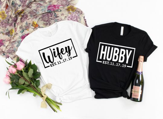 Wifey and Hubby Shirt, Wedding Party Shirt, Honeymoon Shirt,Wedding Shirt