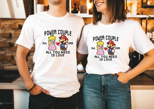 Power Couples, Matching Couples Shirts, Super Mario Valentines Day Shirt