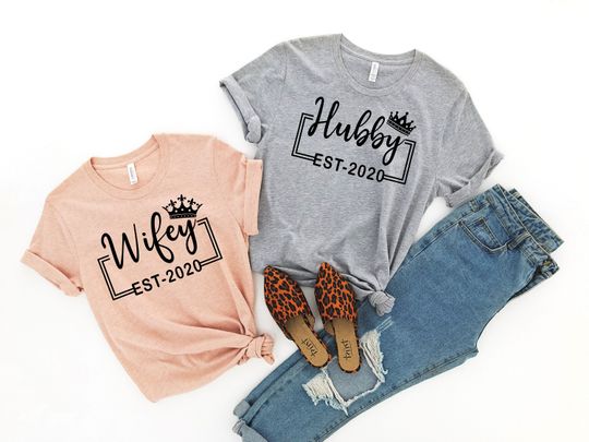 Wifey and Hubby Shirt, Wedding Party Shirt, Honeymoon Shirt,Wedding Shirt